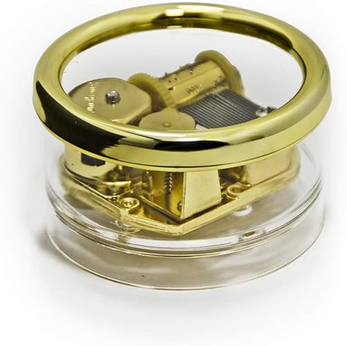 Caja de música para hombres con movimiento de 18 notas Pisapapeles musical de vidrio con borde dorado para los amantes clásicos de la papelería