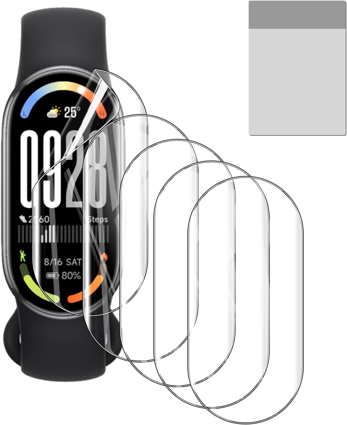 5 Pack Screen Protector for Smartwatch Xiaomi Smart Band 10/9, Soft Flexible TPU Film Screen Protector for Xiaomi Band 10,Full Coverage,HD Clear,Support Fingerprint Unlock