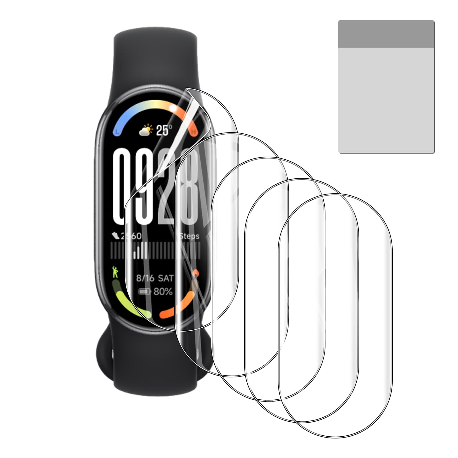 5 Pack Screen Protector for Smartwatch Xiaomi Smart Band 10/9, Soft Flexible TPU Film Screen Protector for Xiaomi Band 10,Full Coverage,HD Clear,Support Fingerprint Unlock