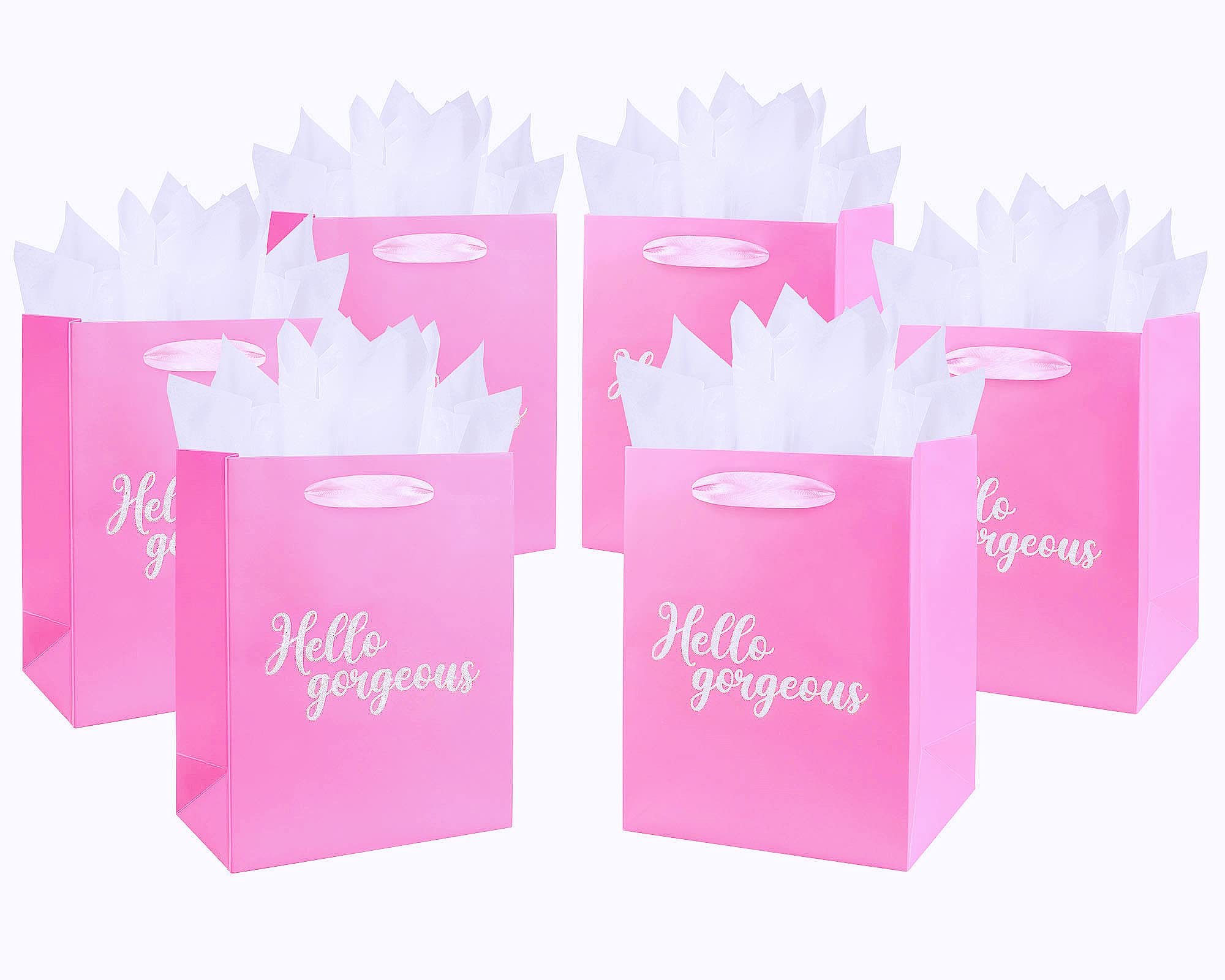 Amazon.com: Jiashuyeye 9 Hot Pink Gift Bag With Tissue Paper For Birthday,  Wedding, Bridal Shower, Any Occasion - 6 Pack : Health & Household