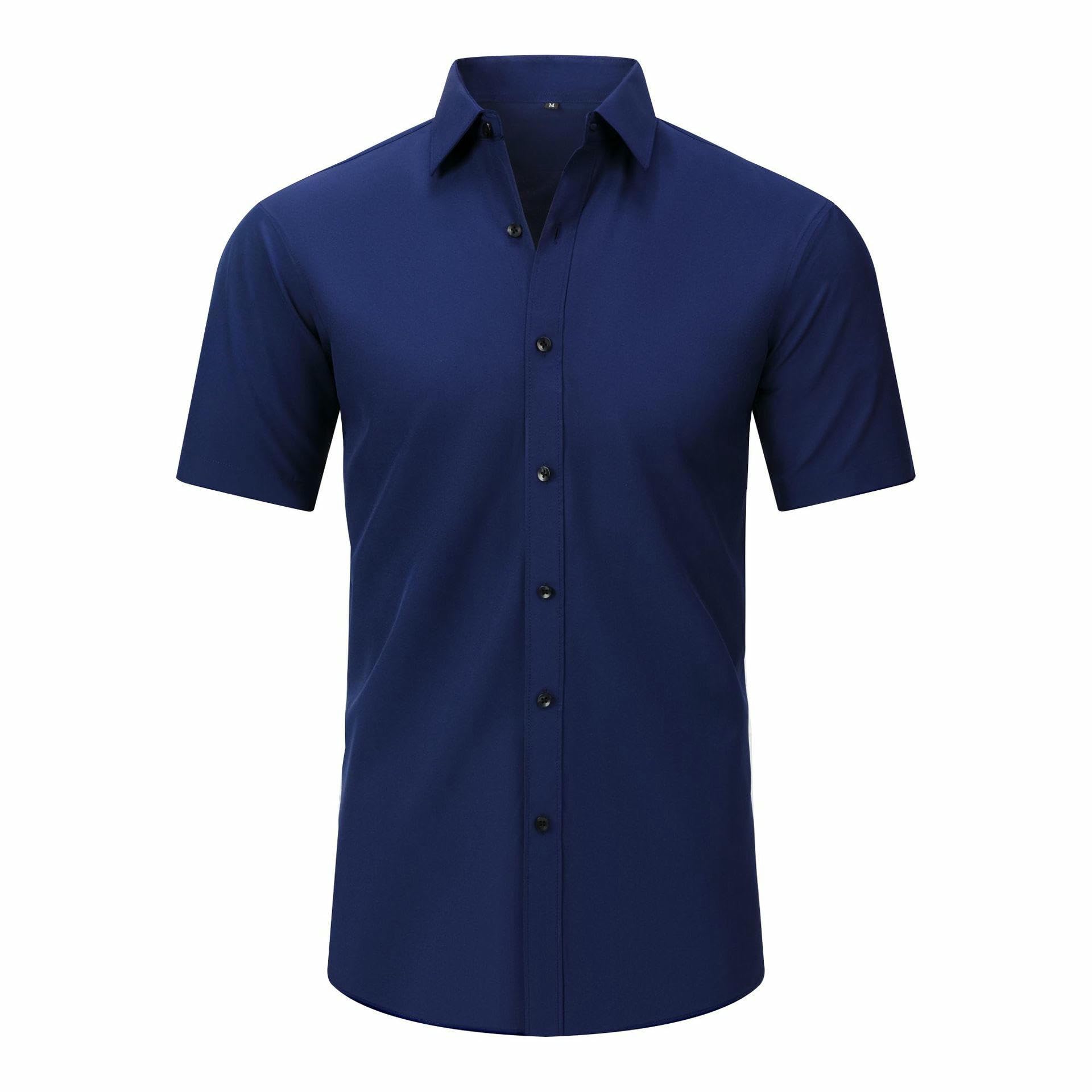 Camisa de verano de manga corta para hombre, elástica, sin arrugas, europea, americana