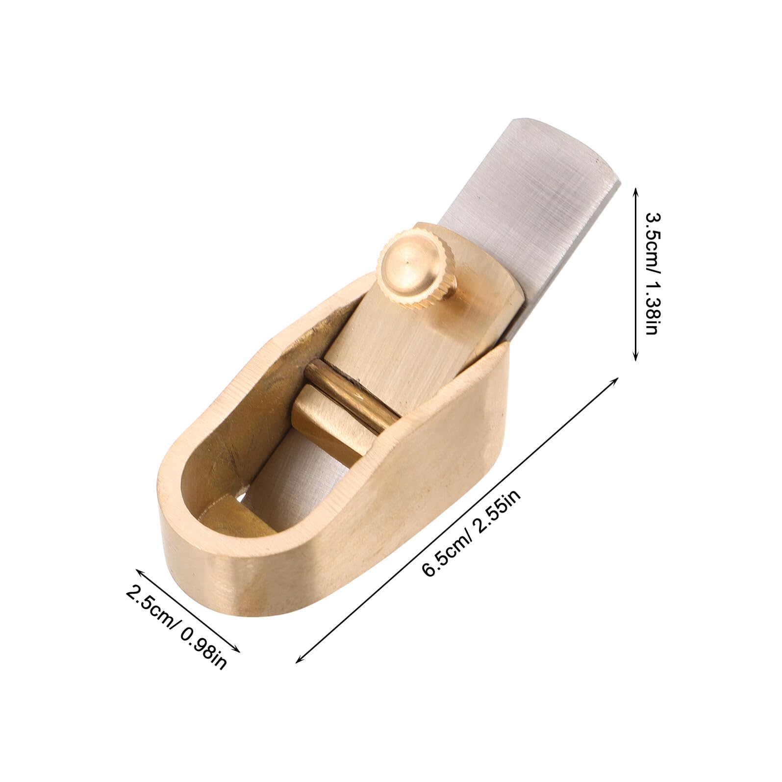 HOMSFOU Mini Pialla Manuale in Ottone Fondo Piatto, Lama 18mm, Utensile Preciso per Lavorazione e Levigatura Parti in Legno di Strumenti Musicali