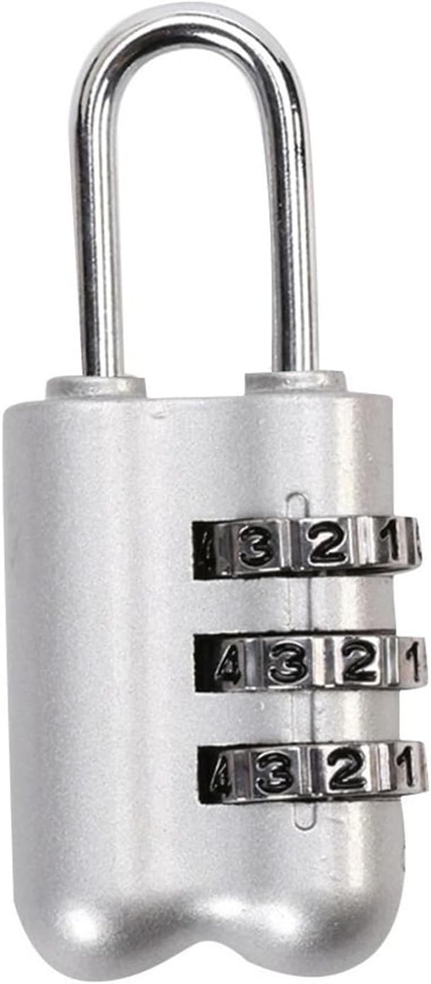 Password Lock Travel Luggage Security Tool Portable Contrast Color Padlock 3 Digit Combination Lock 1Pcs(NOT TSA- Silver)