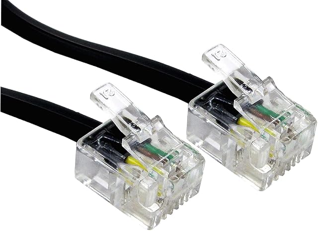 rhinocables ADSL RJ11 Lead High-Speed Internet Cable for BT, Internet, Broadband, Modem, Router and Landline Telephone Wire (10m, Black)
