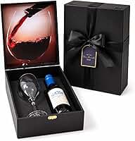 Kit Vinho 375ml com Taça em Estojo Luxo | Presente Elegante para Dia das Mães, Namorados, Natal e Aniversário