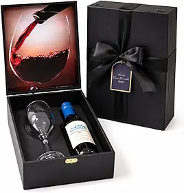 Kit Vinho 375ml com Taça em Estojo Luxo | Presente Elegante para Dia das Mães, Namorados, Natal e Aniversário