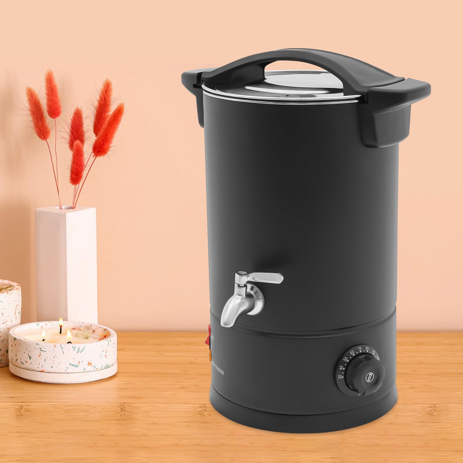 Wachsschmelzer für Kerzen Elektrisch 8L, 1800W Kerzenschmelztiegel mit Ausgießer und Temperaturregler, Wachsschmelzgerät für Kerzenherstellung, Seifenherstellung, Wachs-Melts & DIY-Kunstprojekte