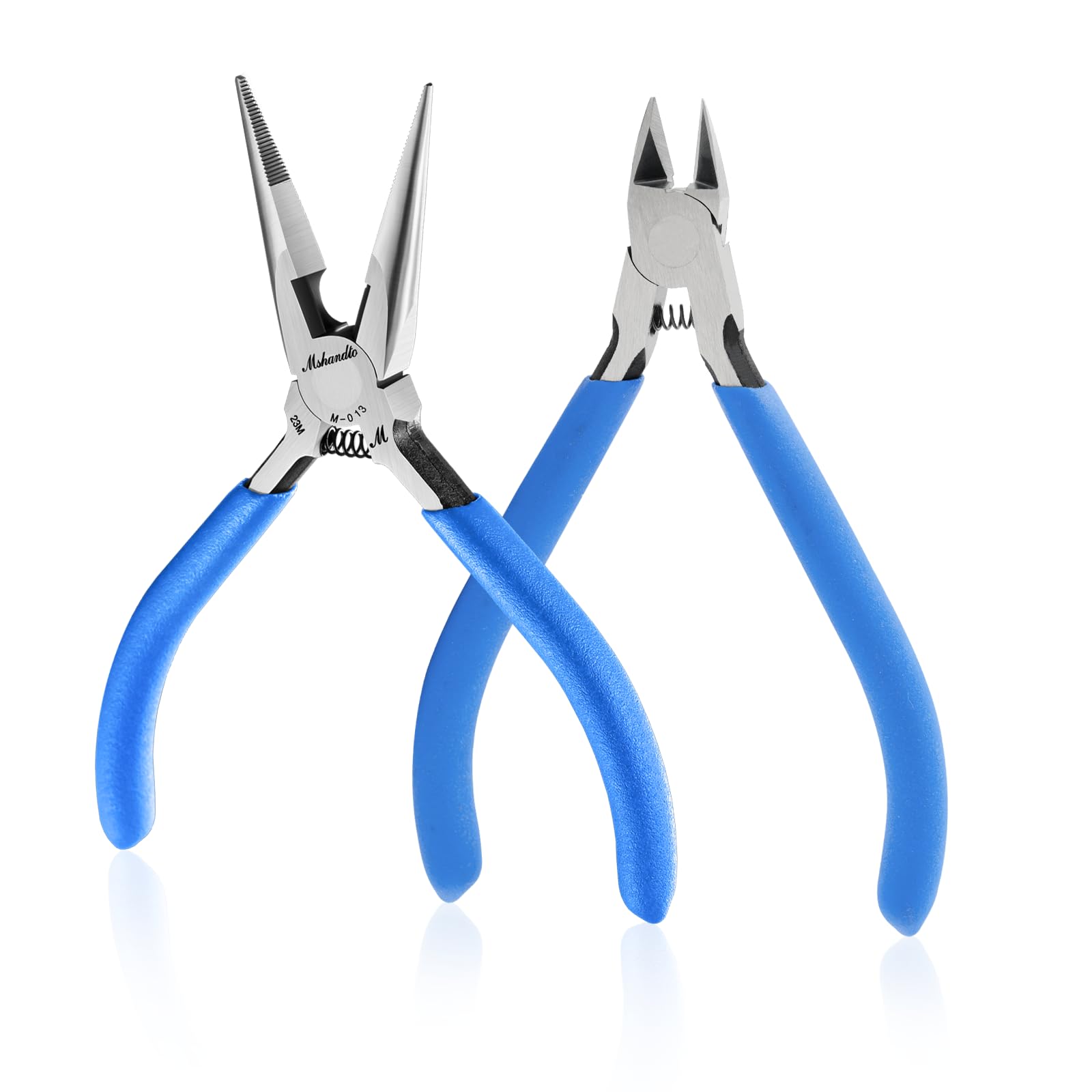 mshandto Needle Nose Pliers and Wire Cutters Set, 5" High Carbon Steel Pliers Set, Ultra-Sharp Crafts Diagonal Cutters, Long Nose Pliers for Jewelry