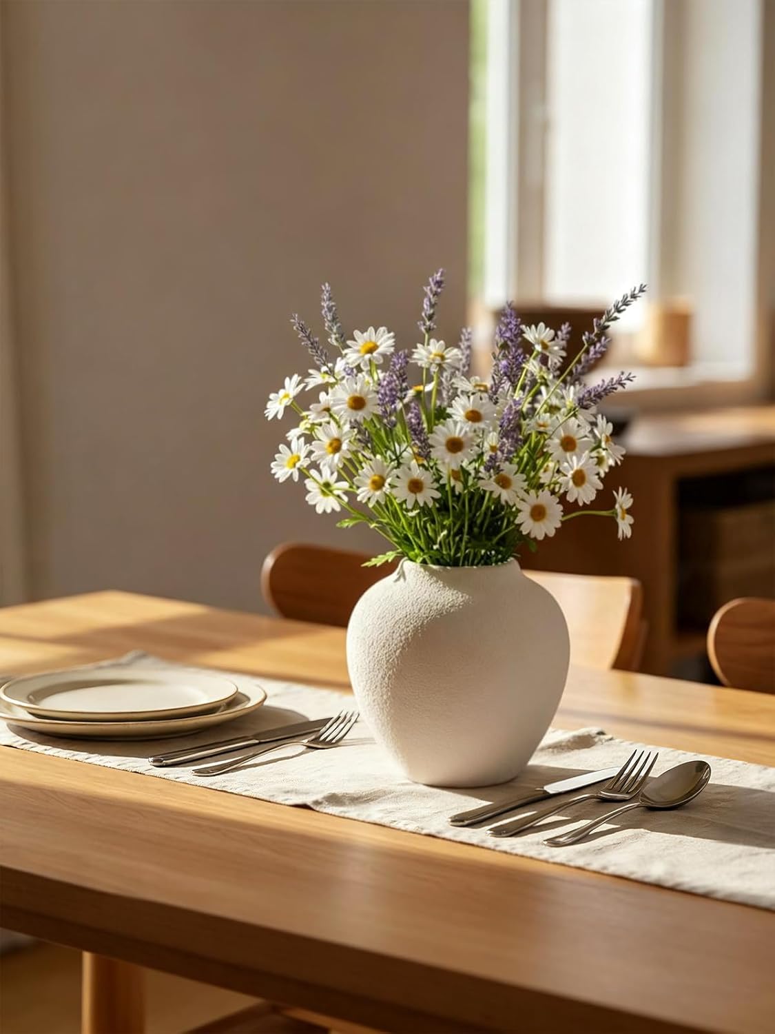 Ceramic Flower Vase Home Decor - Small Farmhouse Table Vases Rustic Vintage Living Room Kitchen Bedroom Decorations for House Book Shelf Office Coffee Desk Dining Fireplace (6" Rustic)