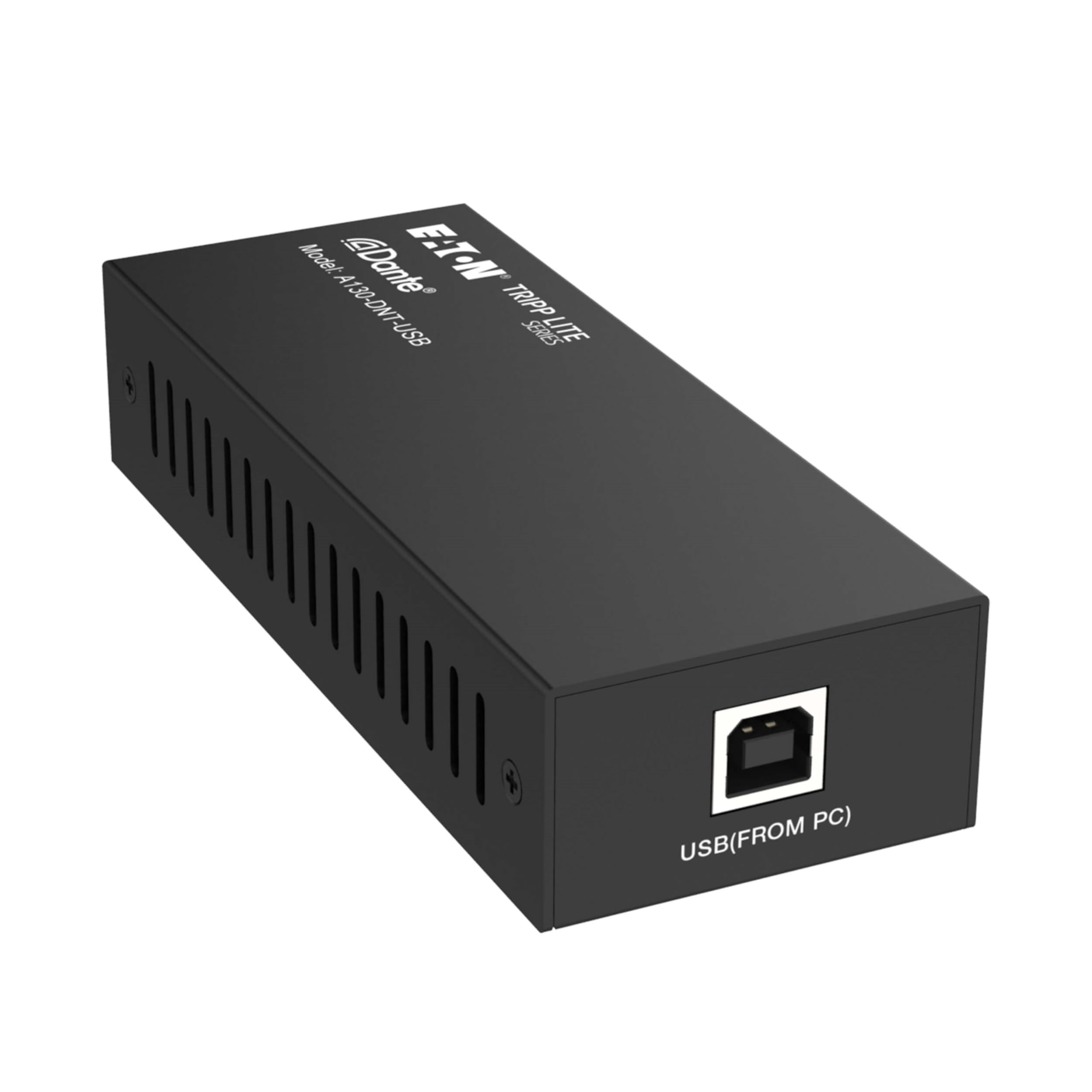 Eaton Tripp Lite Series Dante 2-Channel USB Audio Encoder/Decoder with PoE Power Supply Option up to 100 Meters (328 ft), USB-B Connection, PCM 2.0 44.1kHz/48kHz/96kHz up to 24 Bit (A130-DNT-USB)