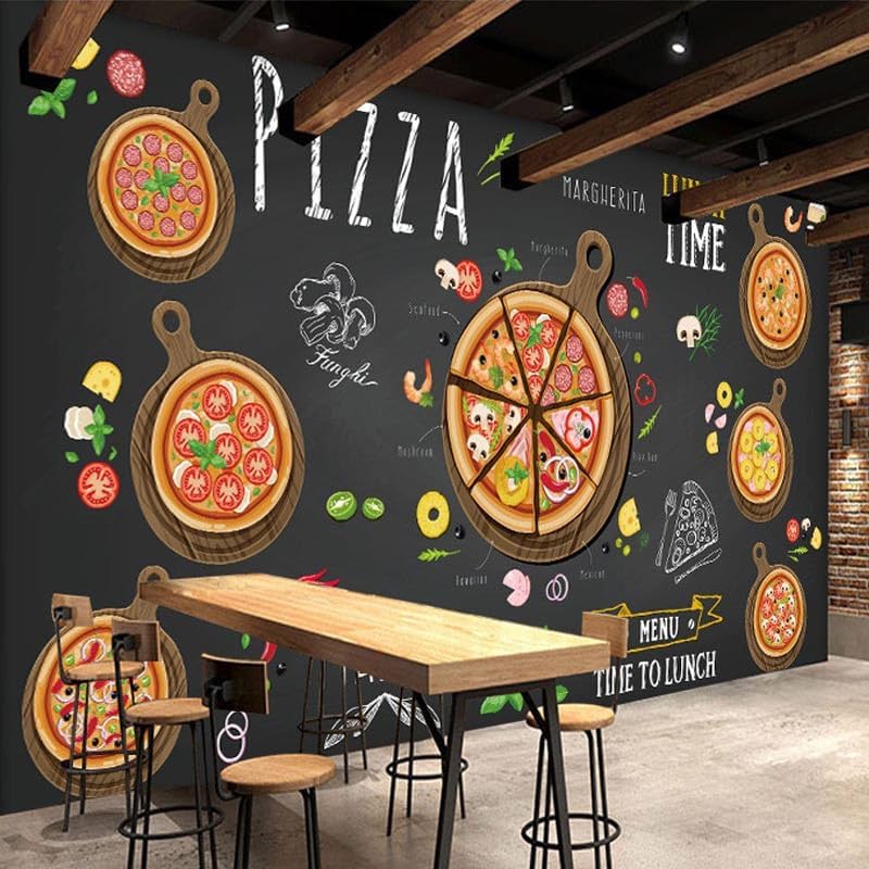 Custom Pizza Shop Wall Mural Hand Painted Abstract Pizza 3D Photo Wallpaper Cafe Dessert Shop Western Restaurant Wall Painting