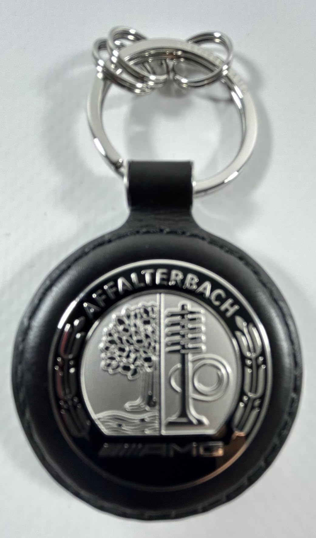 Mercedes-Benz AMG Schlüsselanhänger Affalterbach schwarz silber Edelstahl Leder