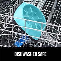 Vista 8 de GORILLA GRIP Tazones patentados de alimentación lenta sin BPA, juguete interactivo para perros y gatos, enriquecimiento de entrenamiento Turquesa