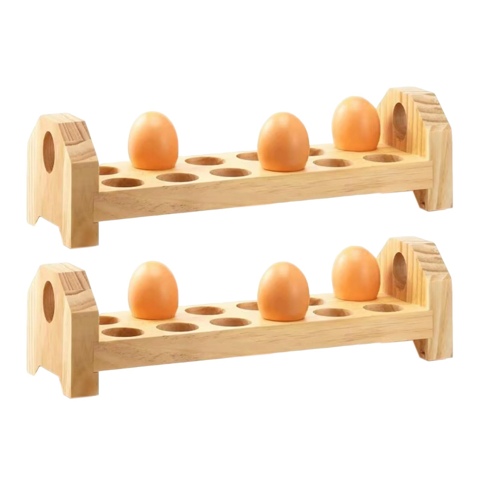 Egg Holder Storage - 12 Eggs Storage for Kitchen, Wooden Egg Rack Stackable Basket, Eggs Tray Holder Countertop for Home Kitchen Refrigerator 2pcs A