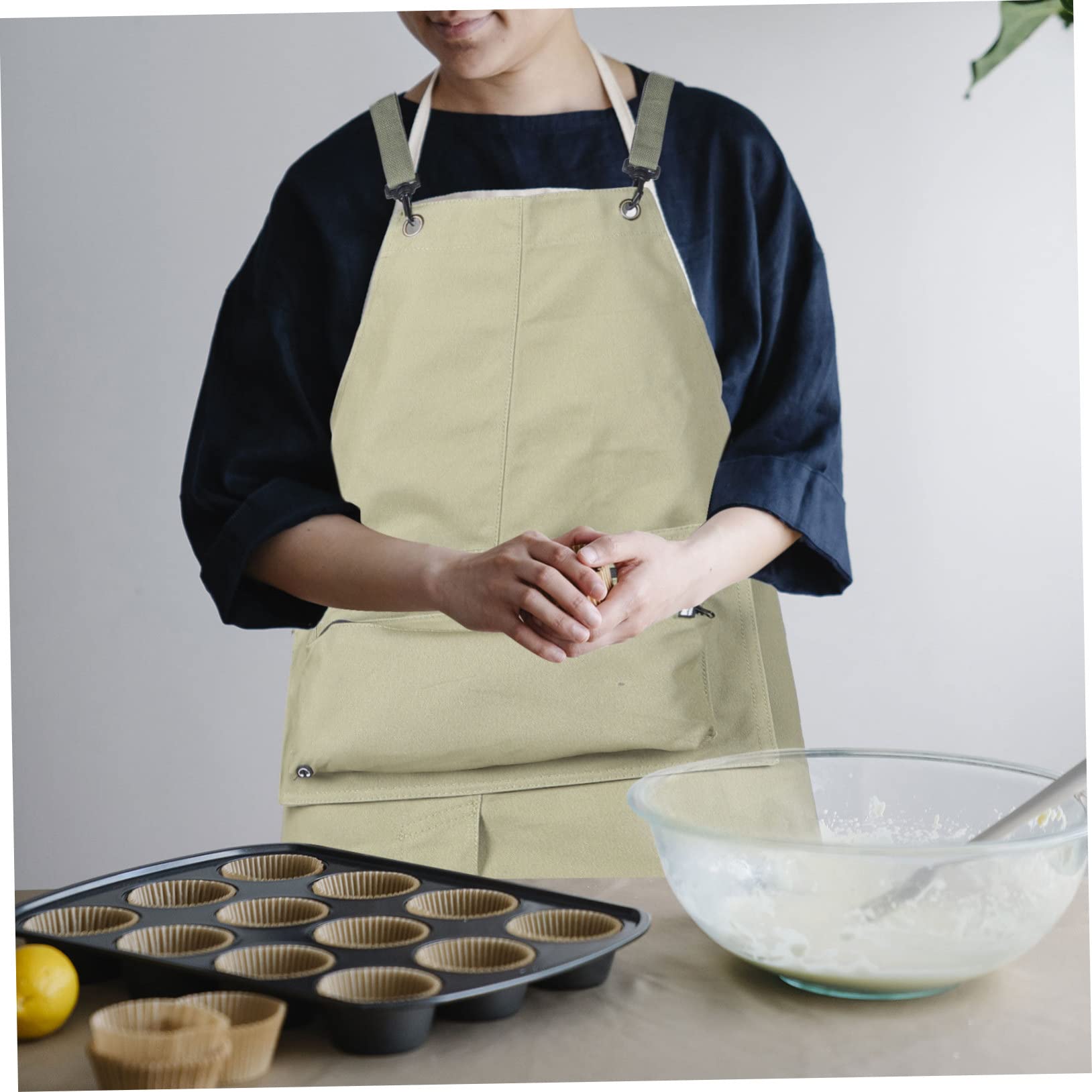 Backschürze für die Küche für den einzug sichschutz standreibe Farbecht ziernieten grinds Tragenresistente Schürze elegante schürze Haushaltsschürze Baumwolle Dark Grey