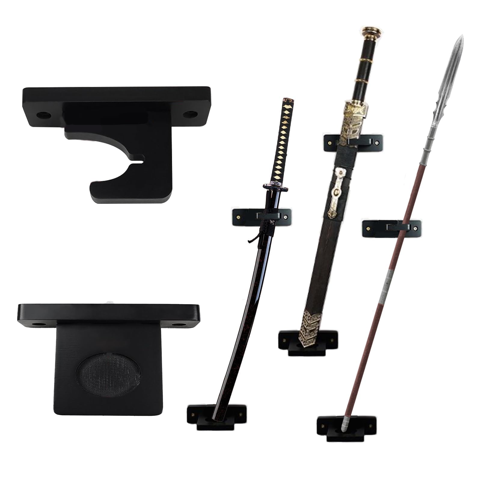 WLDDFF Sword Wall Mount Display Stand Vertical Hangers for Holding Katana, Lightsaber, Samurai, Axe (1 Hole)