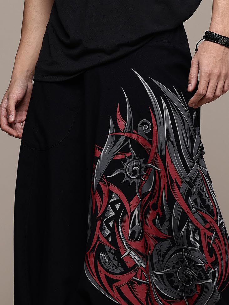Image of The Veshti Company Printed Harem Pants for Men's Cotton Hippie Style Baggy Boho Yoga Pajama Pant with Pocket