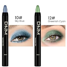 Kaely 2Pcs Cream Eyeshadow Stick Set for Eyes,Sky Blue & Greenish Cyan Shimmer Pen,Eye Brightener Halloween Makeup,sombras para ojos,Smooth Eye Shadow Highlighter Crayon Pencil Waterproof,10+12