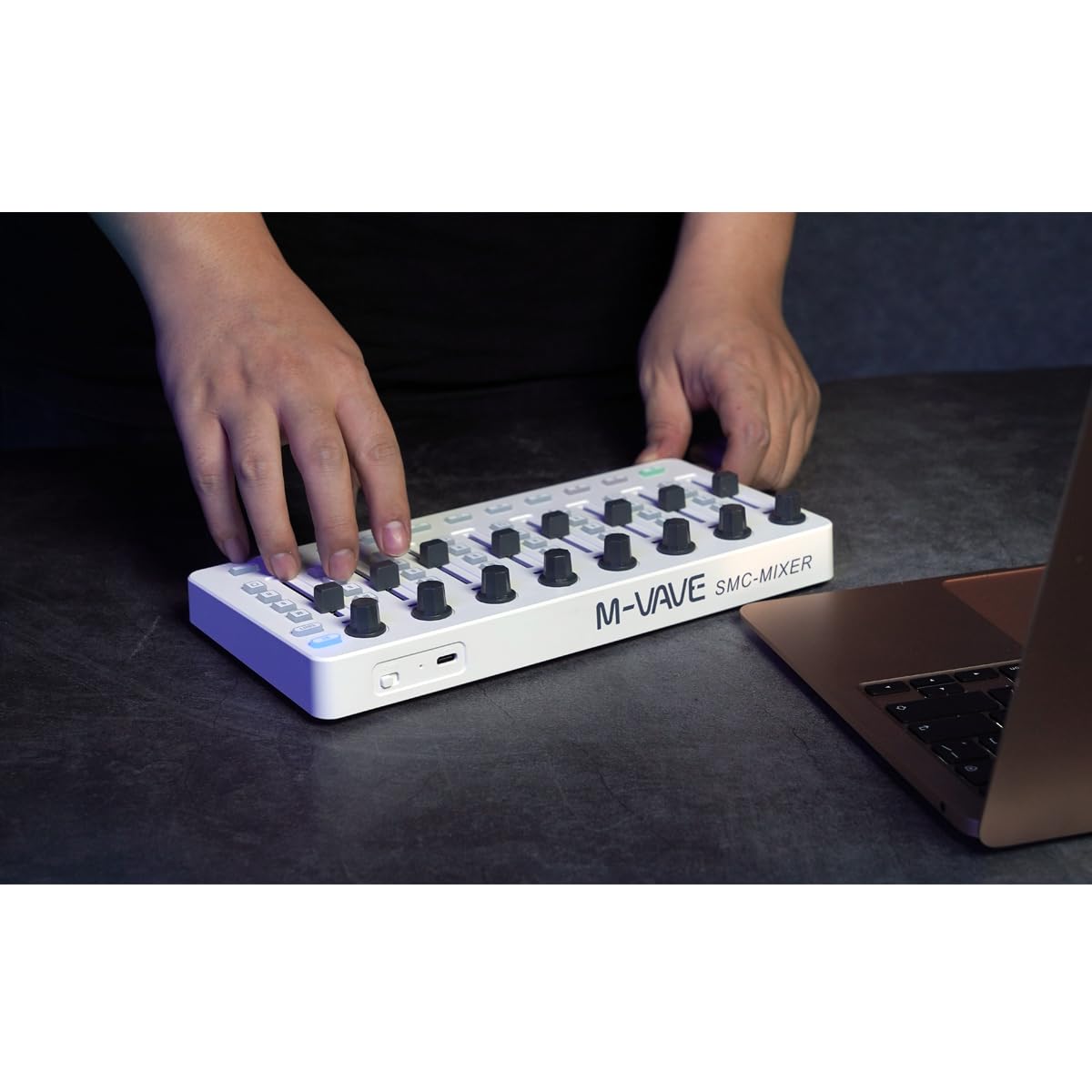 M-Vave SMC Mixer - Contrôleur/mixeur MIDI Bluetooth sans fil avec 8 encodeurs, alimenté par batterie et USB