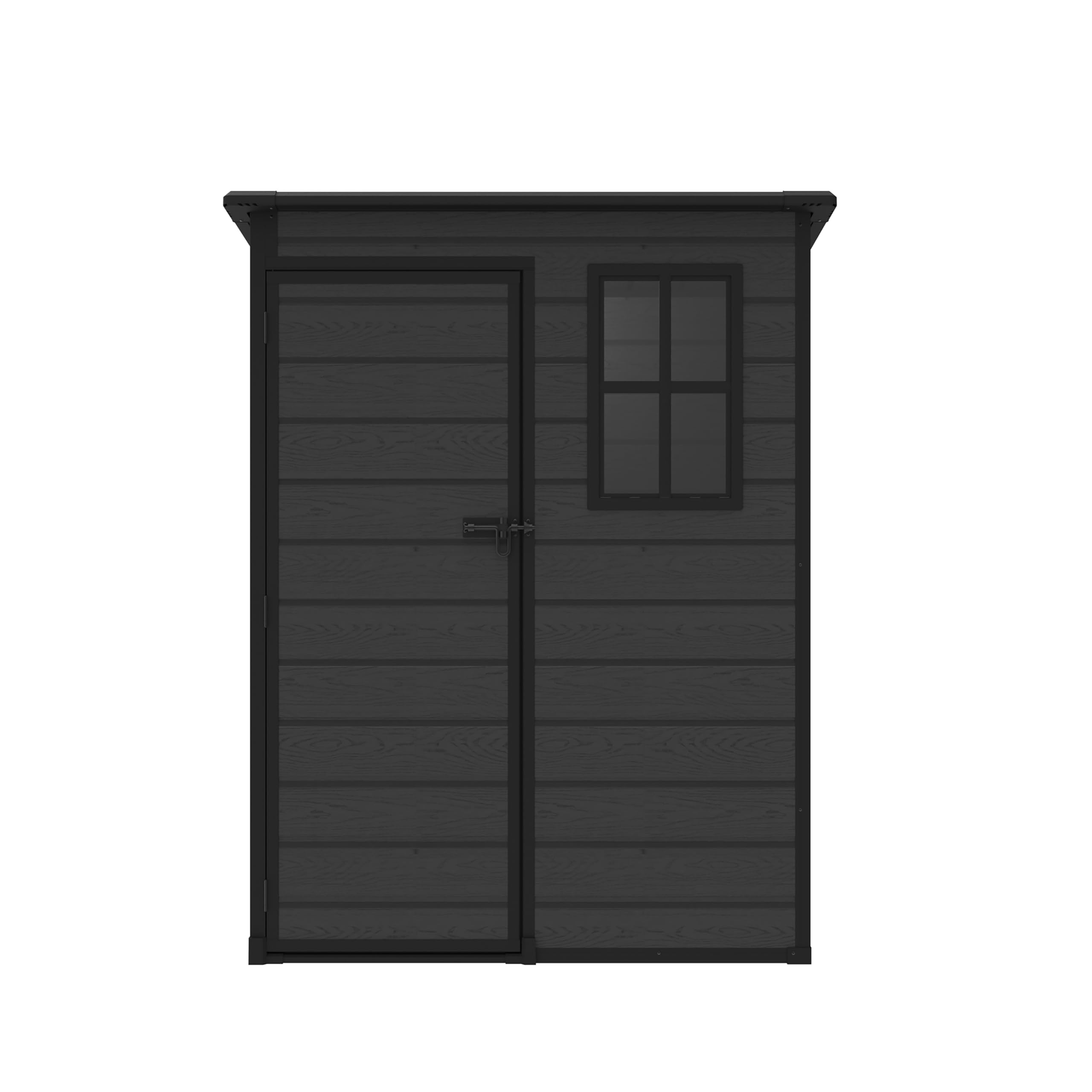 Koll Living Gartenhaus Arden | 2100 Liter, 152 x 91,5 x 193 cm | hochwertige Kunststoffpaneele in Schwarz | mit Fenster, abschließbar | UV- & witterungesbeständig