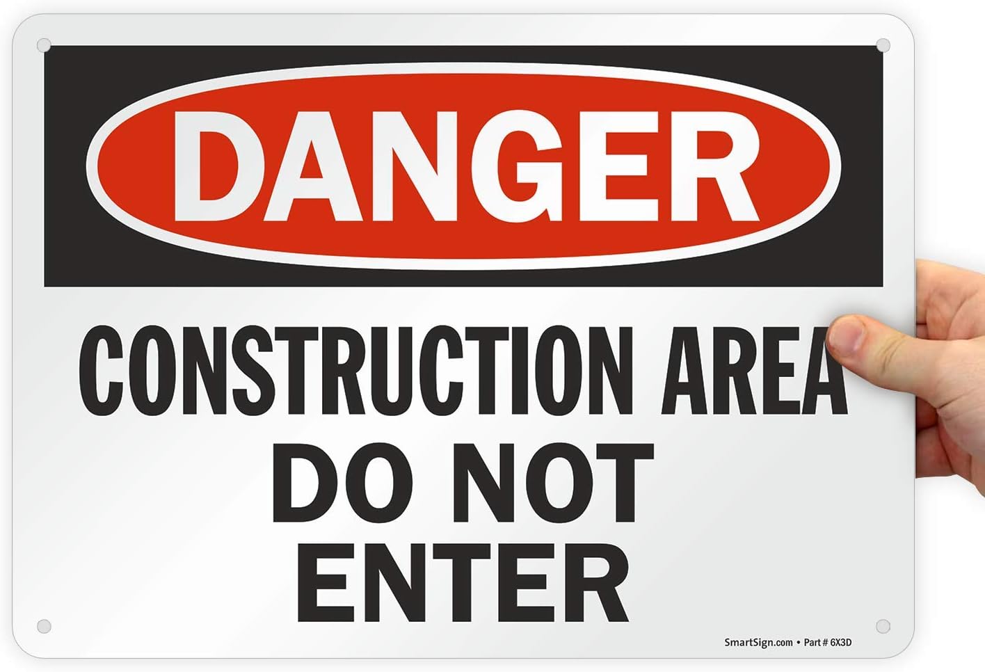 SmartSign "Danger - Construction Area, Do Not Enter" Sign | 10" x 14" Plastic