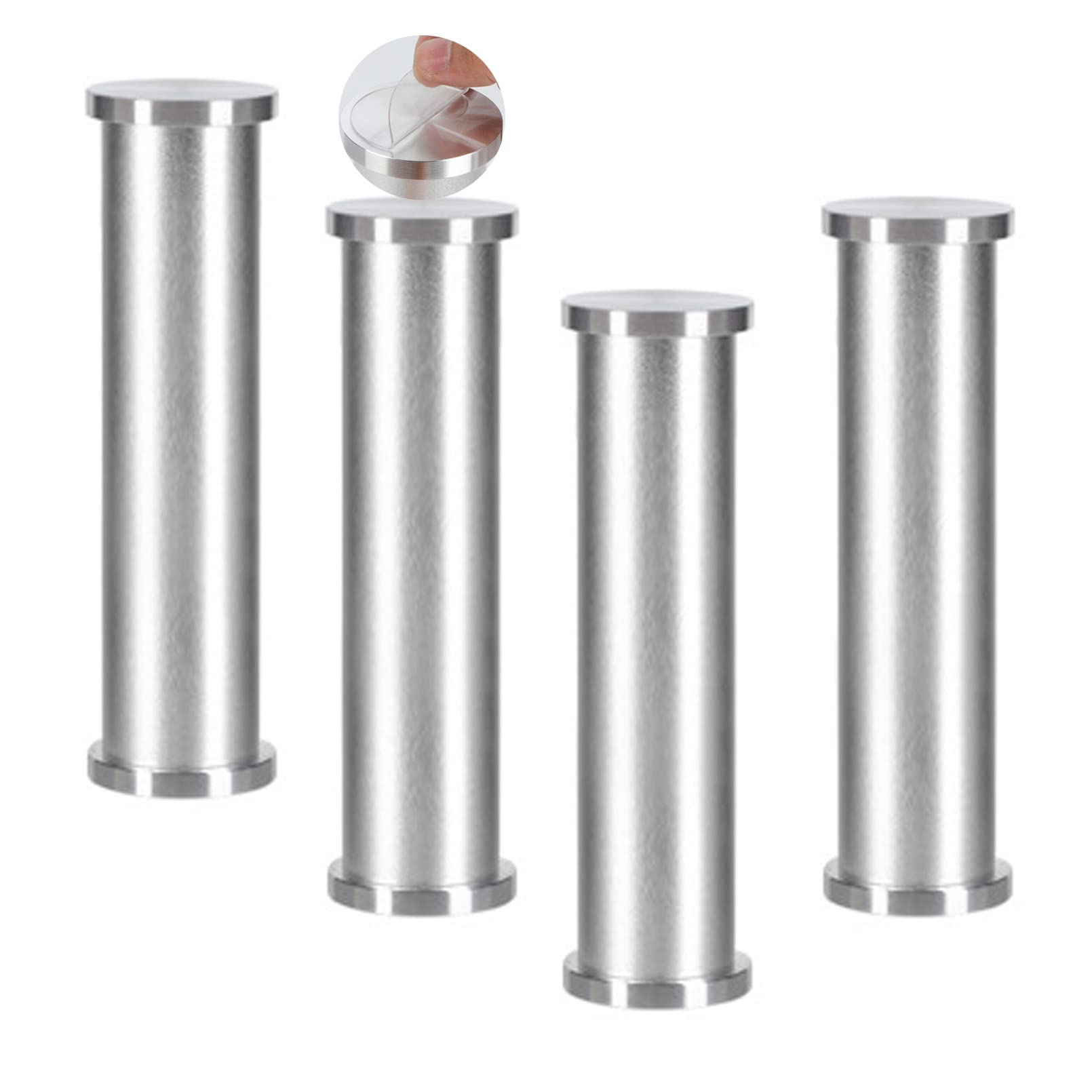 Regulowane aluminiowe nogi stołowe, zestaw 4 sztuk, samoprzylepne, antypoślizgowe nóżki, podpórka do łazienki, 25 cm, srebrne, h łatwa instalacja