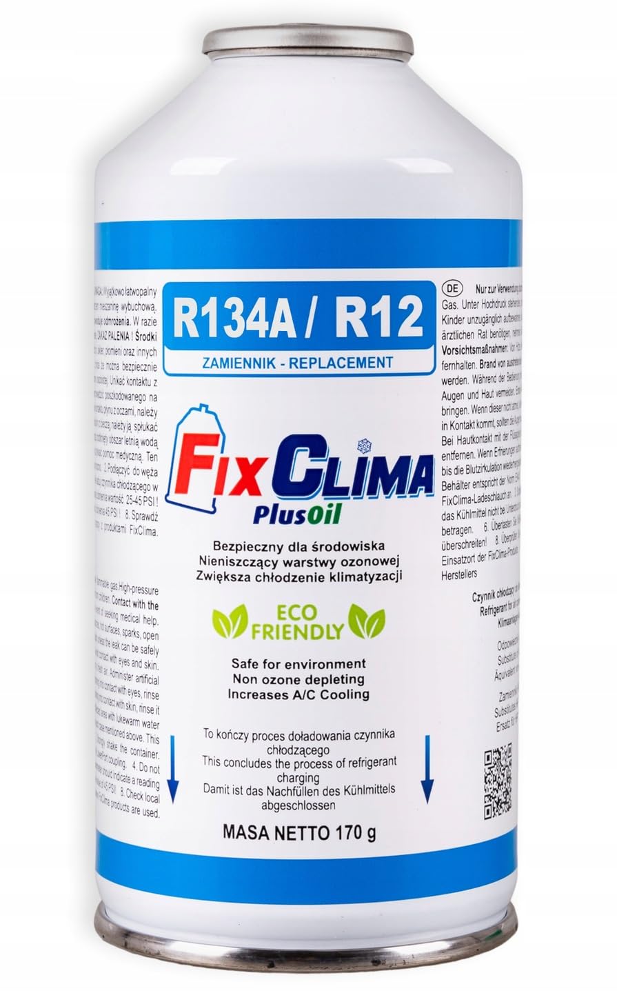 Set di ricarica per aria condizionata R134A + adattatore adatto per condizionatore d'aria per auto - Set di riempimento refrigerante ecologico per veicoli 1994-2016, set completo