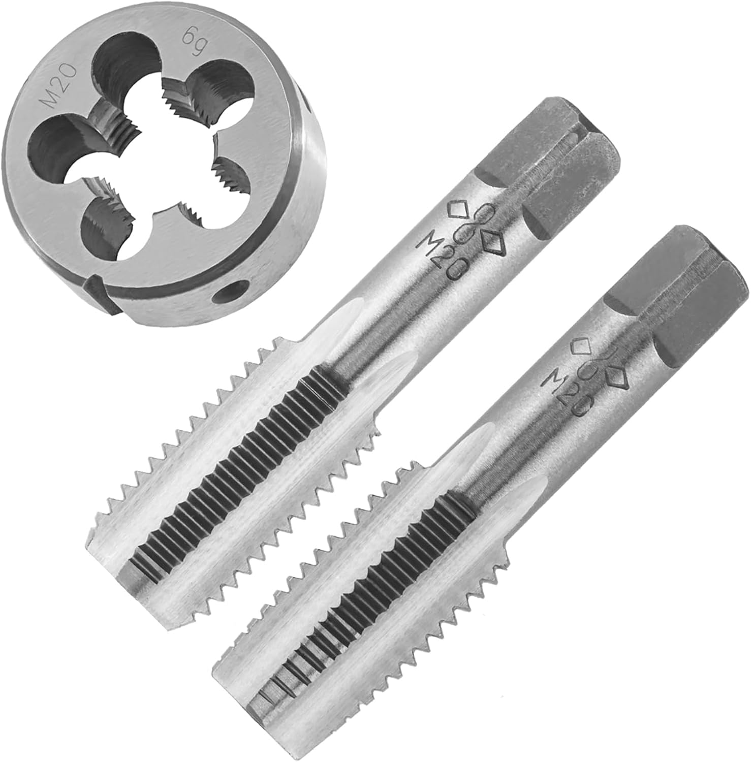 M20X2.5 Hand Tap and Die Set, M20X2.5mm Metric Threading Hand Tap and Round Threading Die Right Hand
