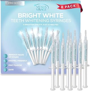Venus Visage 35% Carbamide Peroxide Teeth Whitening Gel Syringes (8 Pack) - No Sensitivity Refill Kit for Trays, Enamel-Safe Brighter Smile