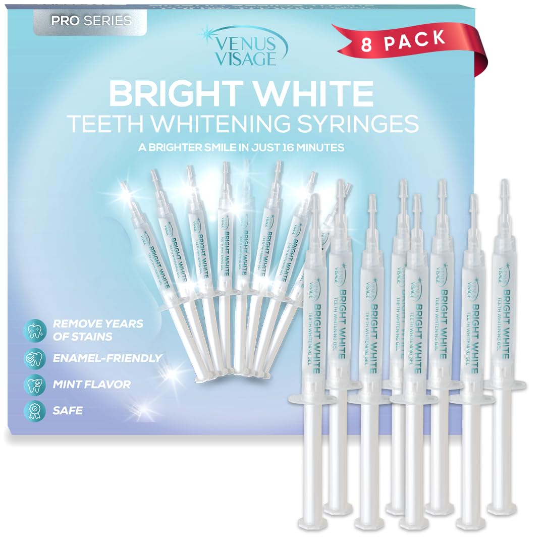 Venus Visage Teeth Whitening Gel Refill Kit Syringes 8 Pack - 35 Carbamide Peroxide Teeth Whitener - No