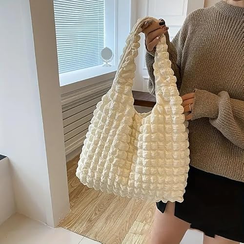 Kawn® Korean Style Puffy Cloud Bubble Grid Shoulder Bag for Women Girls, Cute Soft Small Hobo Bag with No-Closure System, Lightweight Casual Handbags Organizer for Work and Everyday Use 3 61wl1EftfaL. SL500