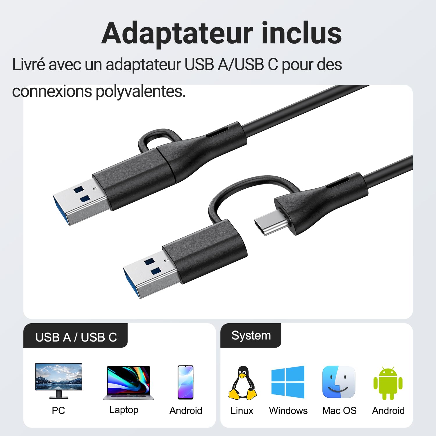 INGA Enceintes USB pour écran d’Ordinateur et Ordinateur Portable, Soundbar de Bureau à Clip, Enceintes PC USB/C, adaptées pour Bureau, Ordinateur Portable et Mac (Noir)