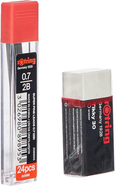 Rotring Visuclick Versatile Pen 3’ School Set, Tip Pen 0.7 mm, 0.7 Tip 2D, Eraser Gift - Blue 2 pack
