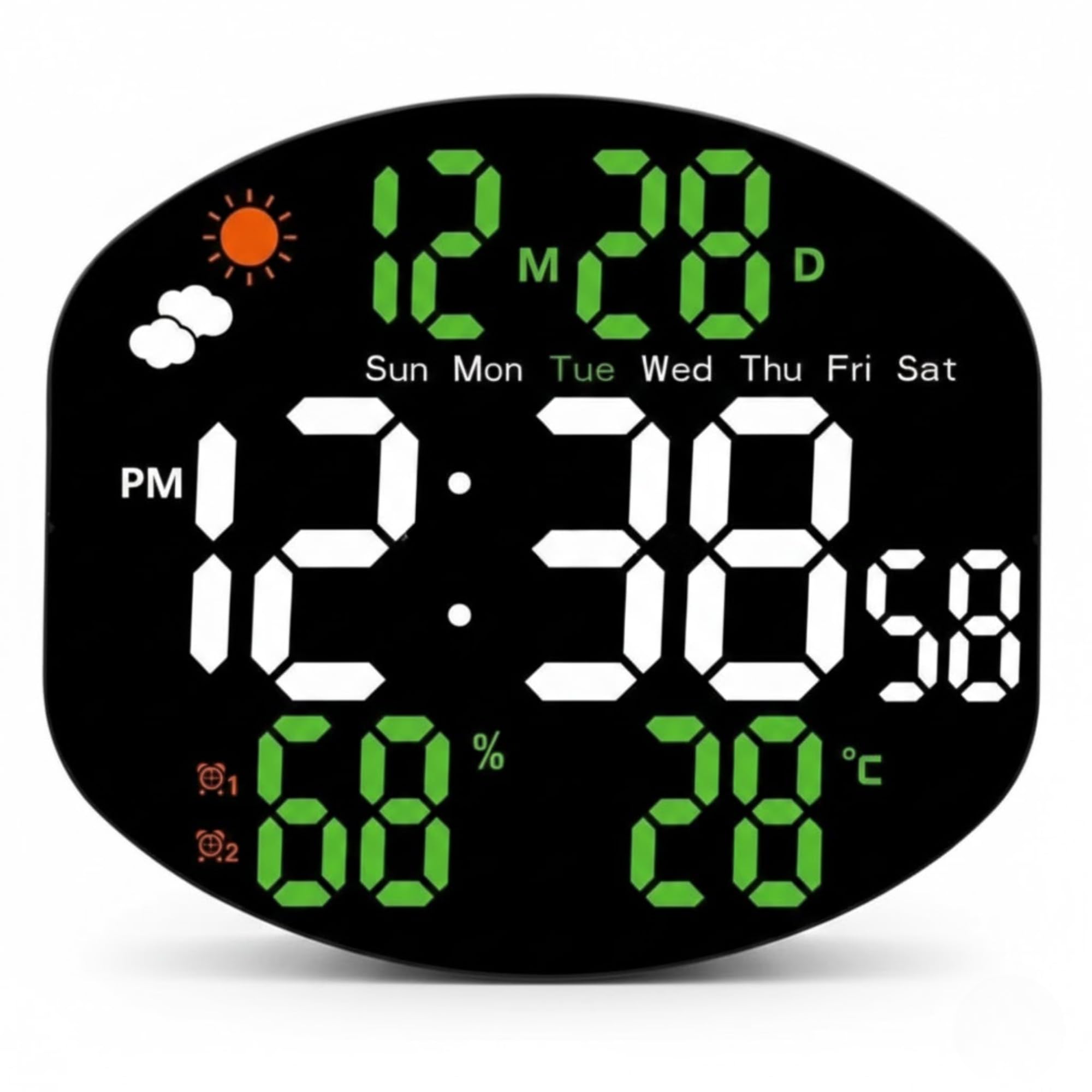 Drumstone-15 𝗒𝖾𝖺𝗋'𝗌 𝗐𝖺𝗋𝗋𝖺𝗇𝗍𝗒-Large LED Digital Wall Clock with Remote Control Auto Dimming Temperature Display 12 24 Hour Format Silent Clock for Home Office Classroom-image-34