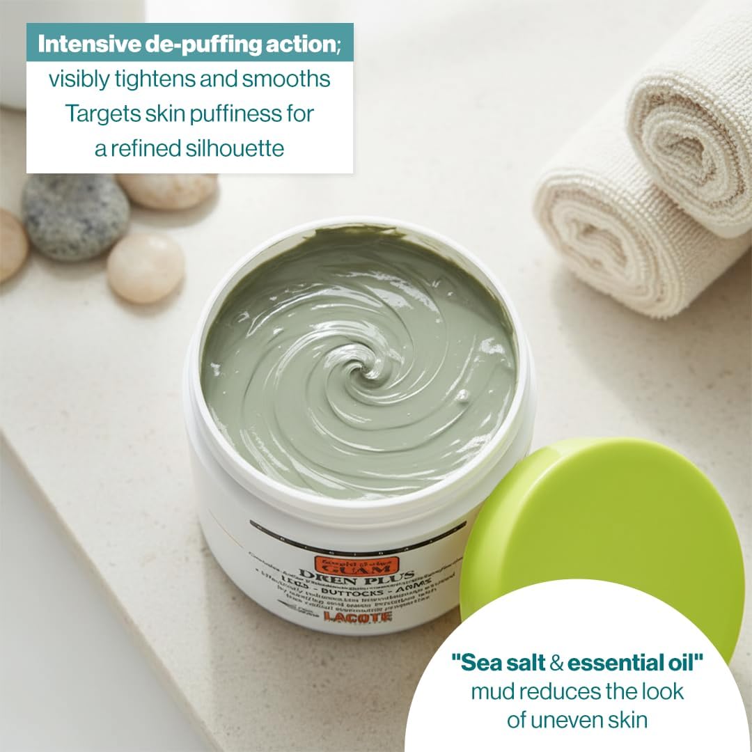 Guam Anti-Cellulite Dren Plus Crème Drainante de Boue aux Algues Marines - Lutte Contre les Imperfections Cutanées - Réduit les Amas Graisseux - Fermeté et Élasticité de la Peau - 500g