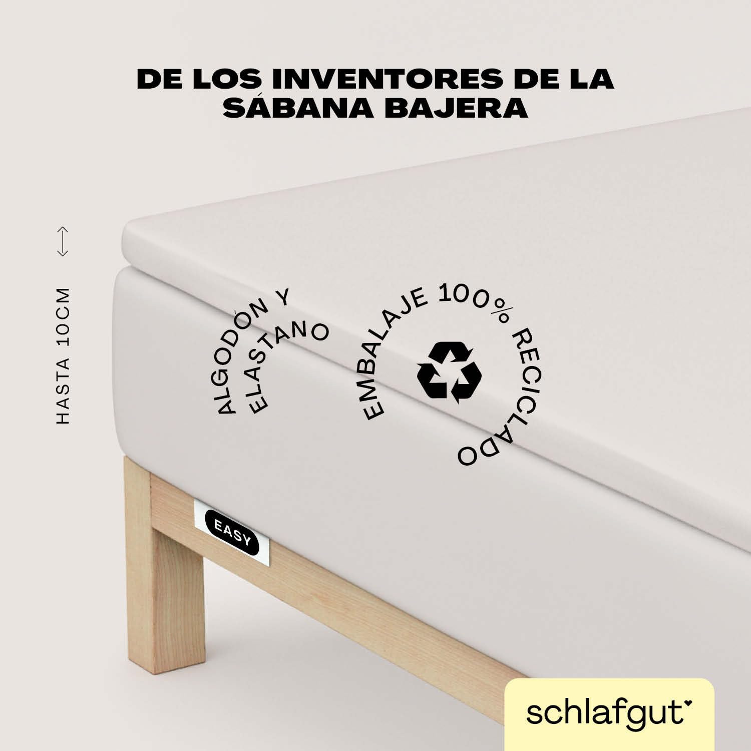 Schlafgut Sábana Bajera Easy Jersey Elasthan Topper de hasta 10 cm de Altura, 95% algodón y 5% Elastano, Full-White (Sand Light, M 120x200cm - 130x220cm)