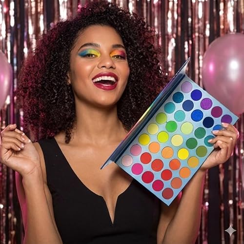 Miniatura 2 de BestLand Paleta de sombras de ojos arcoíris de 39 colores, maquillaje profesional, paletas de sombras de ojos metalizadas mate, polvo ultra