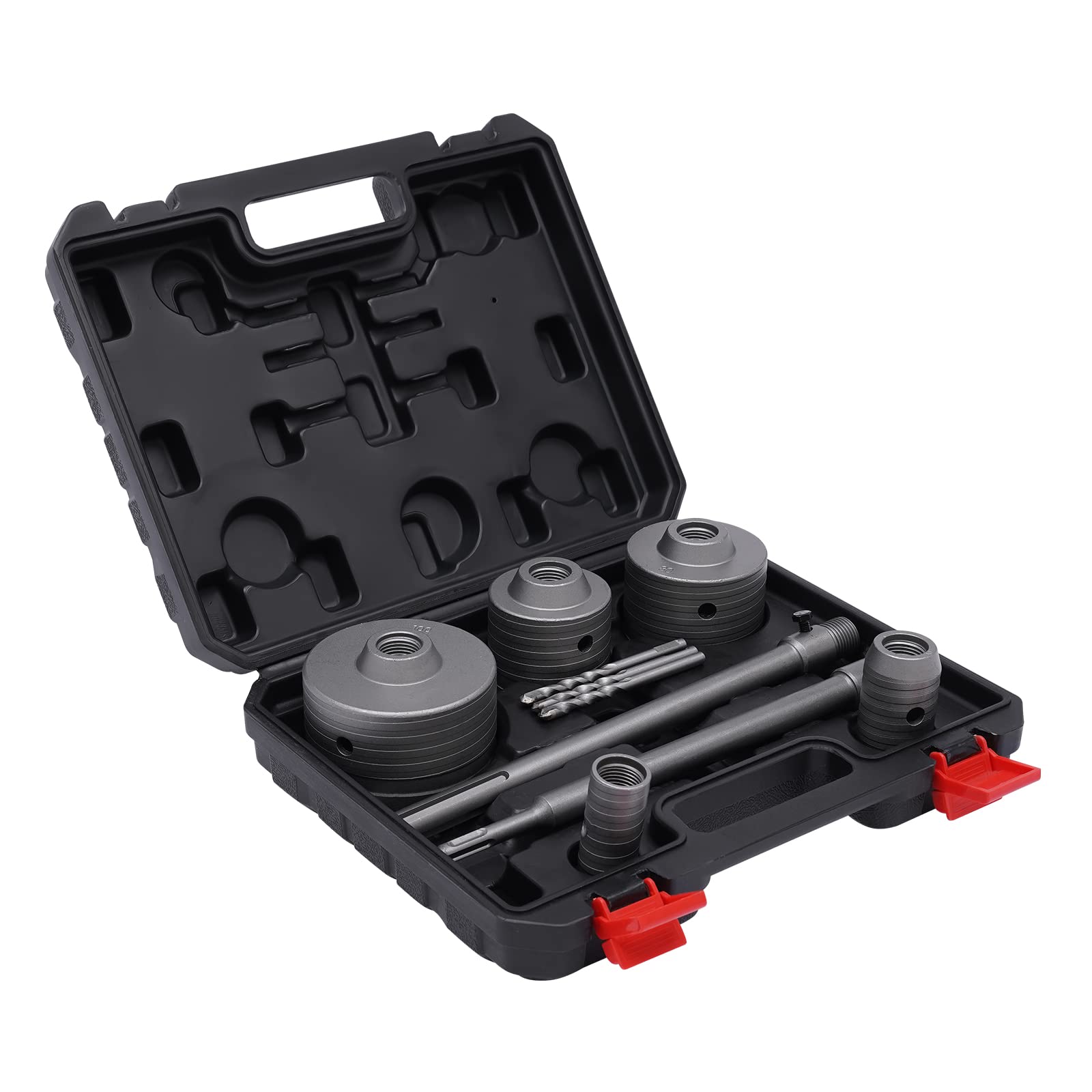 Set di 9 punte per calcestruzzo, kit per sega a tazza con foro per calcestruzzo, include attacco SDS Plus Arbor, 30/40/68/80/100 mm, sega a tazza e punte pilota