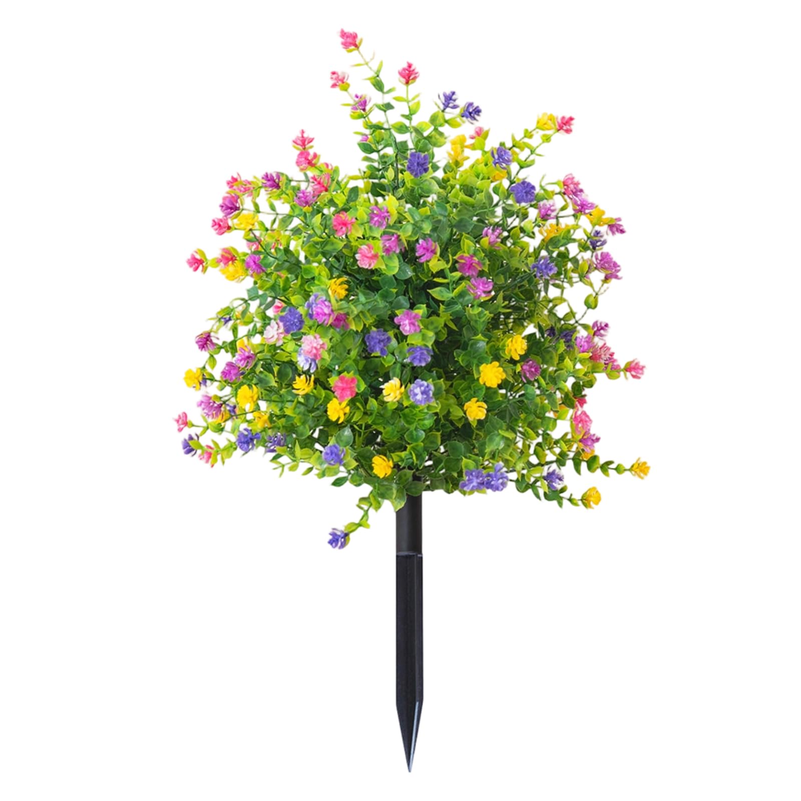 Sbshiouu Mixed Colors Artificial Plant Leaves With Realistic Flower Ground Stake Outdoor Decoration For Garden Balcony Yard Patio Impermeable Garden Deck