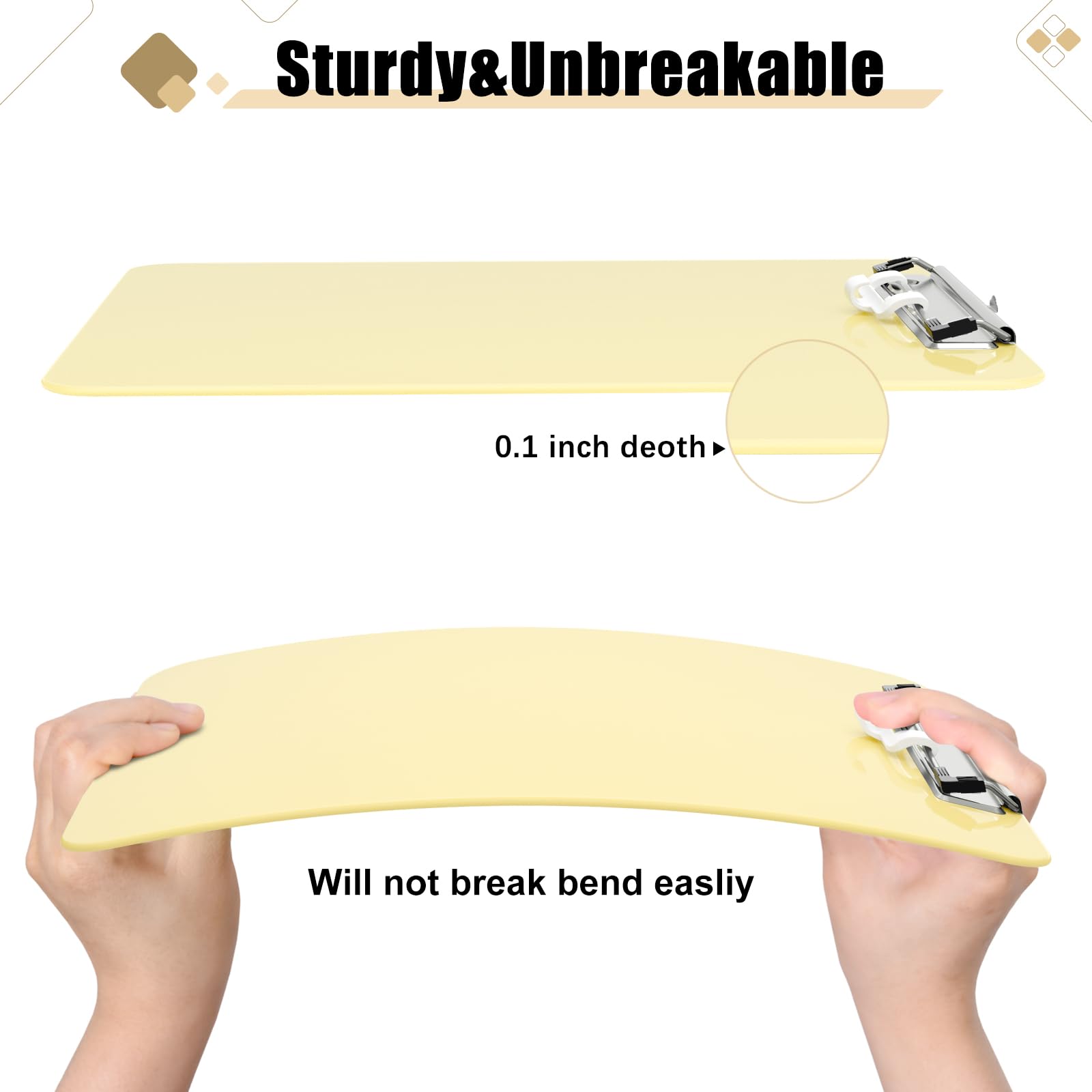 Hongri Plastic Clipboard with Pen Holder, Yellow 8.5x11 Letter Size Clip Board for Classroom Office, Students - Image 4