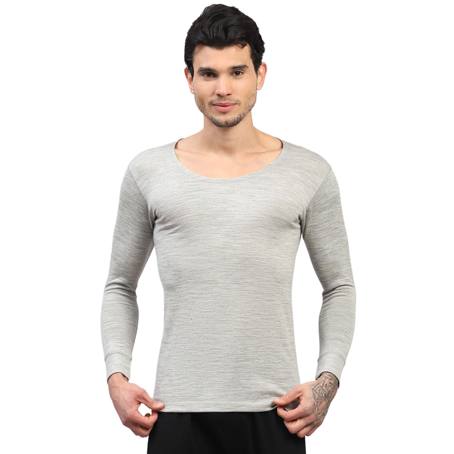 monte carlo Mens Regular Fit Solid Full Sleeve Round Neck Thermal Top |Comfortable Thermal Top for Men | Body Warmer Cozy Thermal Undershirt | Winter Thermal Vest (Pack of 1)-picture-20