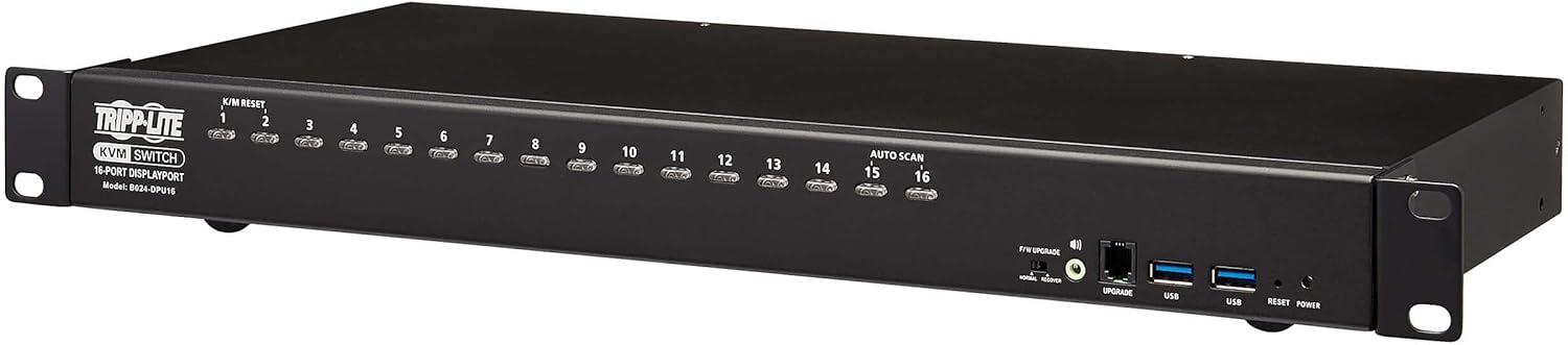 TRIPP LITE 8-Port Steel Rackmount IP KVM Switch with On-Screen Display (B022-U08-IP), Black