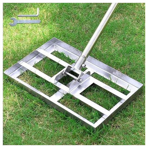Scalebeard Lawn Leveling Rake-5 FT Level Lawn Tool/Soil Lawn Rake Stainless Steel Leveling Rake Landscape Rake with Handle for Garden Backyard Golf/Lawn（5FT,17 X10In）