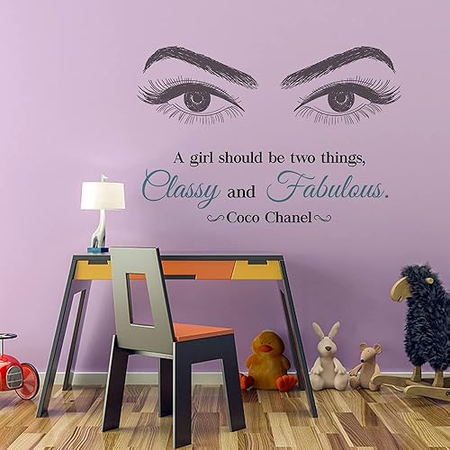 Miniatura 3 de Calcomanías de pared de vinilo con citas inspiradoras, calcomanías de pared con texto en inglés A Girl Should be Two Things Classy and Fabulous for