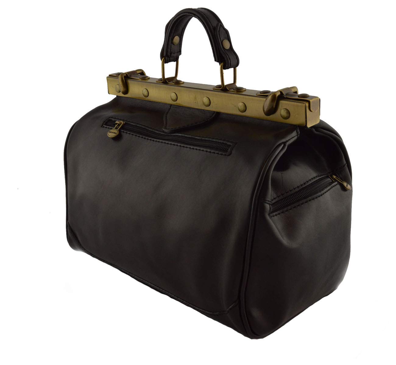 Dream Leather Bags Made in Italy toskanische echte Ledertaschen Leder Arzttasche, 2 Seitentaschen Farbe Schwarz - Italienische Lederwaren - Aktentasche
