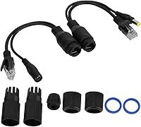Vista 2 de Adaptador PoE de 12 V, Power Over Ethernet Pasivo PoE Adaptador Cable Splitter Inyector para cámara de vigilancia (negro)