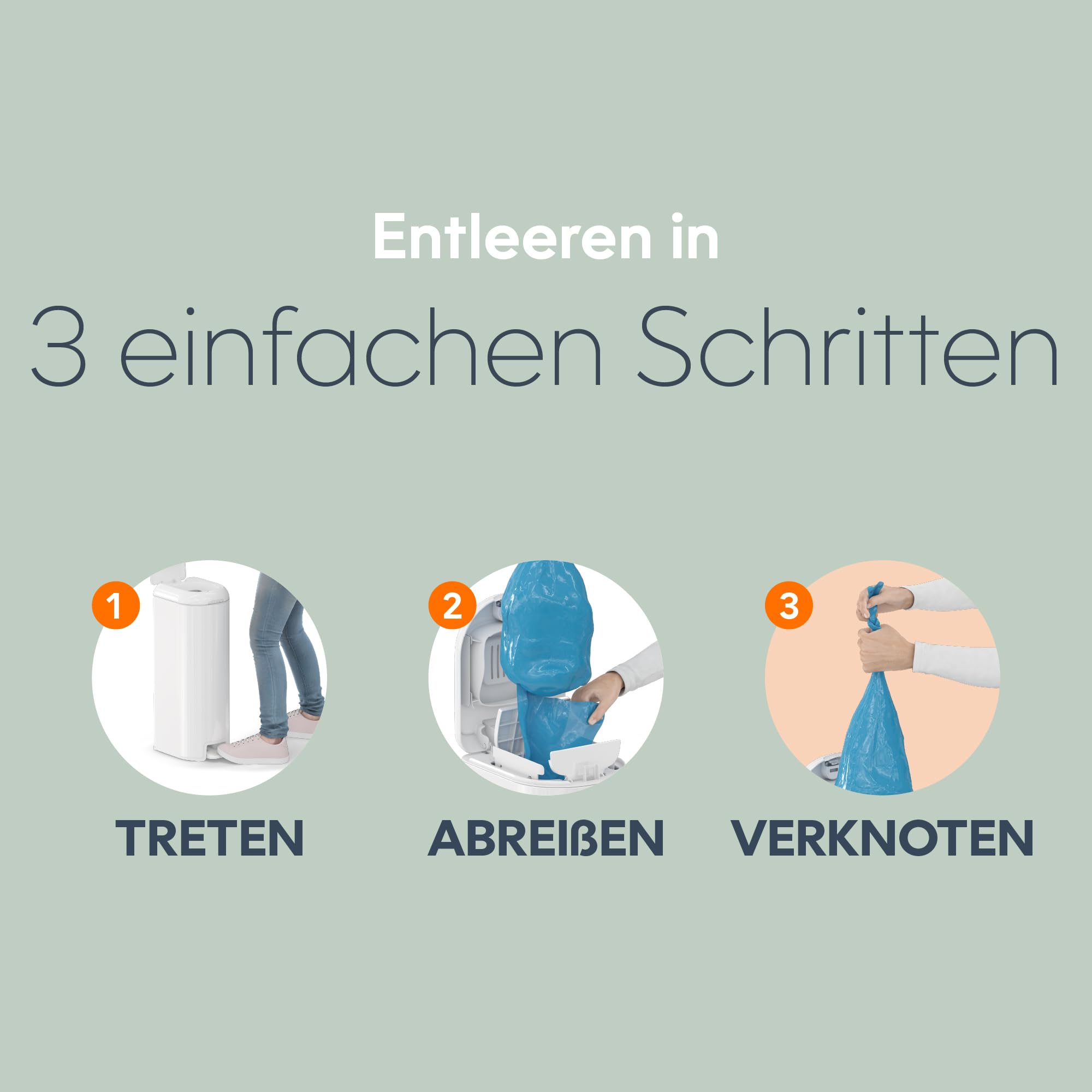 Diaper Genie Platinum Edelstahl Windeleimer mit Fußpedal, abreißbare Beutel