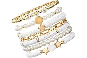 8Pcs Heishi Surfer Bracelets Set Colorful Preppy