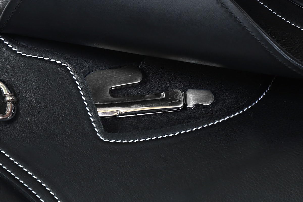 A&M Reitsport Selle Chelsea en cuir - Fer à tête interchangeable - Arbre Polyflex - Noir - Taille : 17,5"