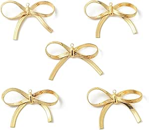 LiQunSweet Brass Bowknot Charms - 10 Pack Gold Plated Dangle Charms For Jewelry Making